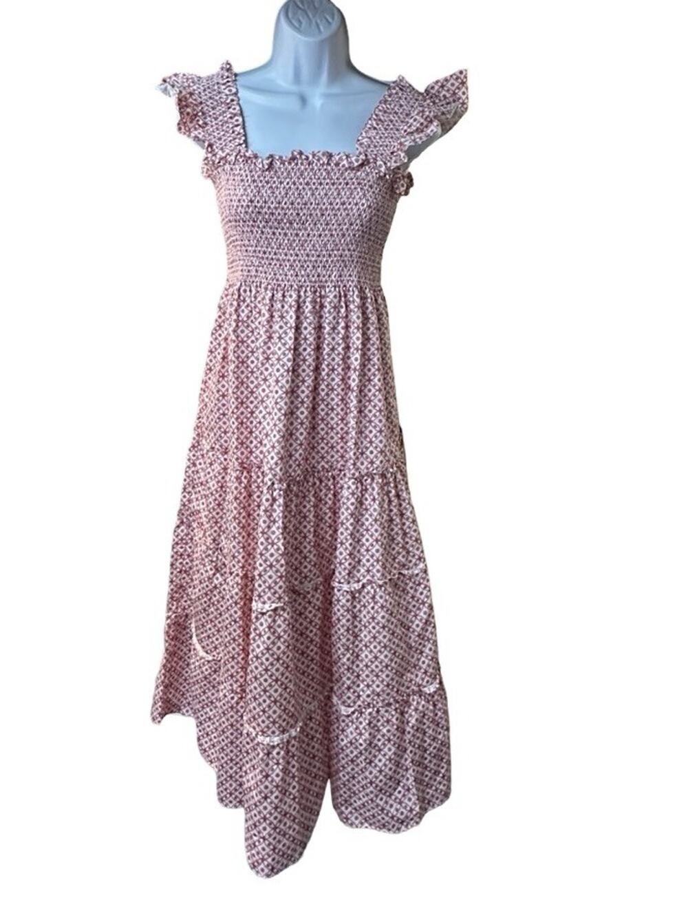 Hill House Home Charlotte Nap Dress Pink Medium Circular Lattice